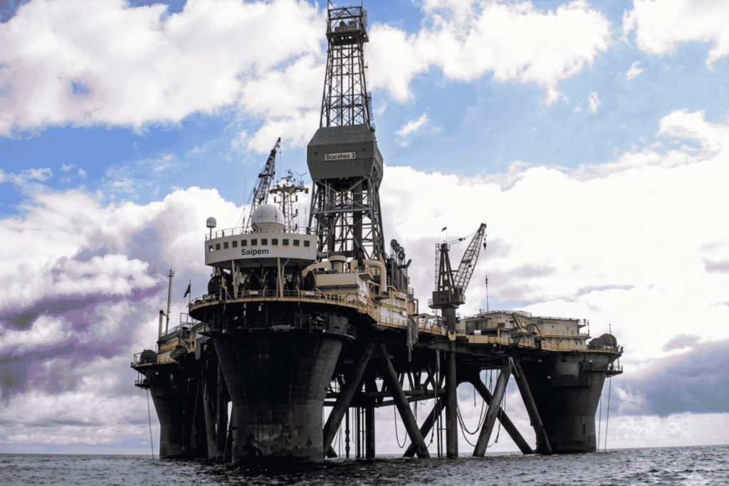Offshore drilling rig Scarabeo 3 stationed at sea.